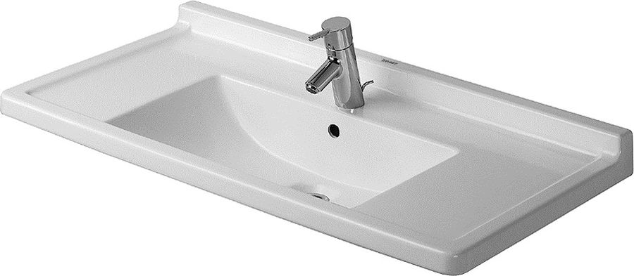 Duravit Starck 3 mosdótál 85x48.5 cm négyszögletes klasszikus-beépíthető-pulttal együtt fehér 0304800000