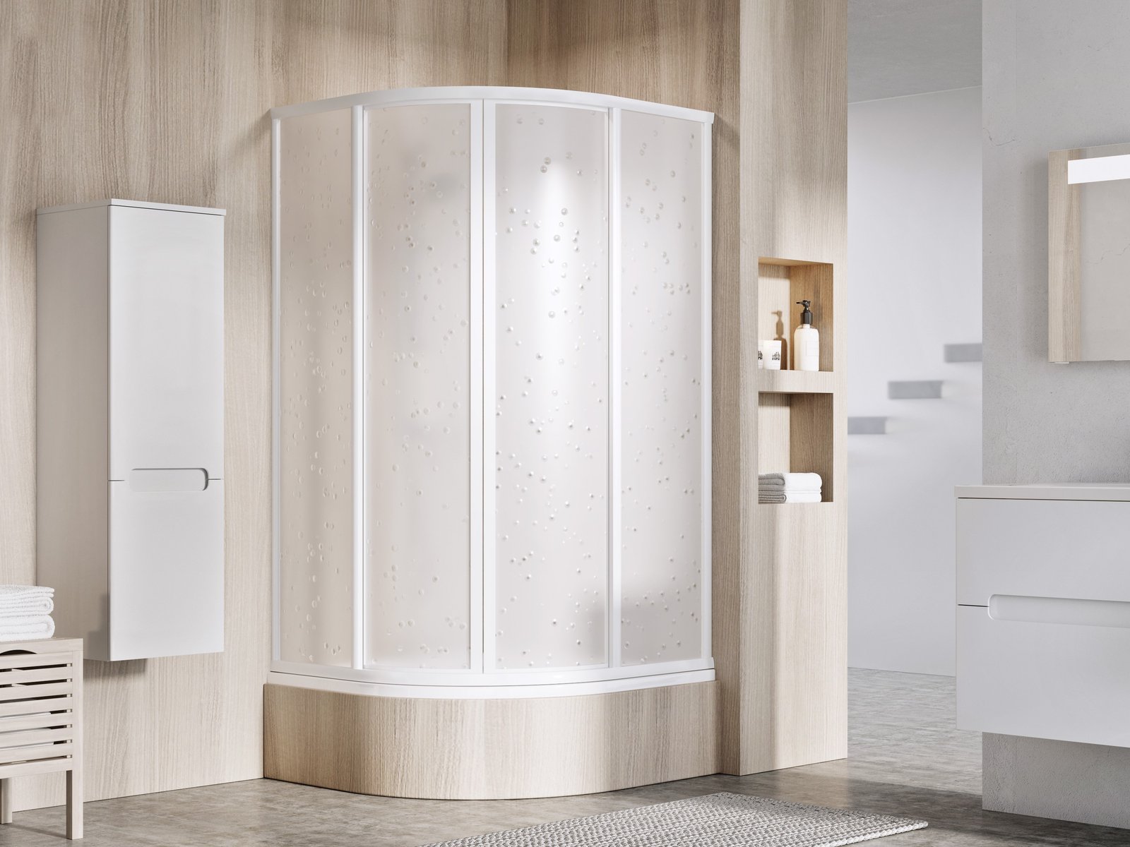 Ravak Supernova zuhanykabin 80x80 cm félkör alakú fehér fényes/polisztirol anyag 31144V10011