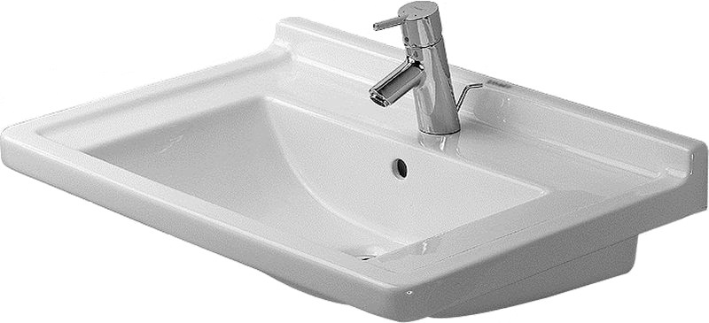 Duravit Starck 3 mosdótál 70x49 cm négyszögletes klasszikus-beépíthető fehér 03047000001
