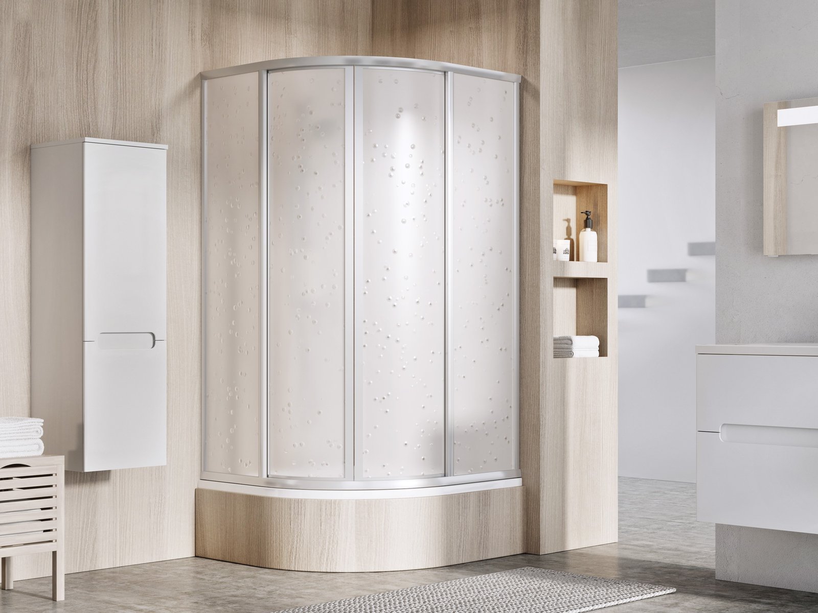 Ravak Supernova zuhanykabin 90x90 cm félkör alakú szatén matt/polisztirol anyag 31177VU0011