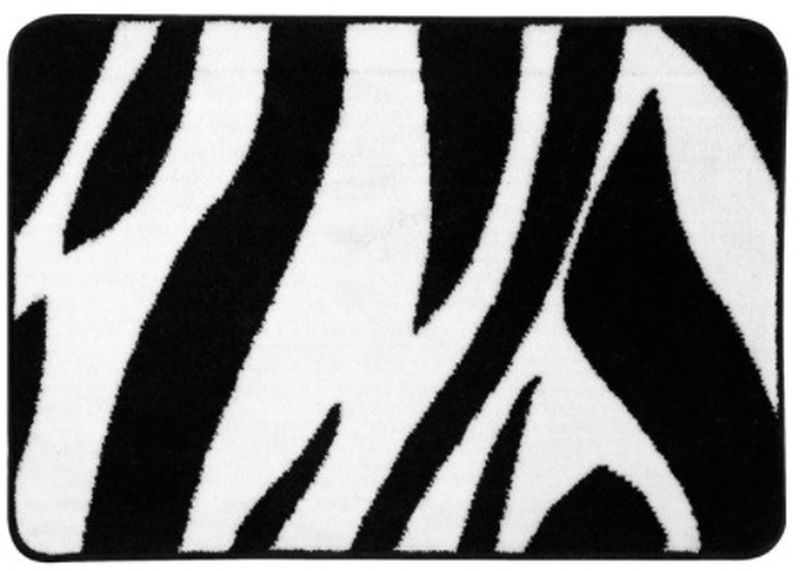 Sealskin Safari fürdőszoba szőnyeg 90x60 cm négyszögletes fehér-fekete 293553619