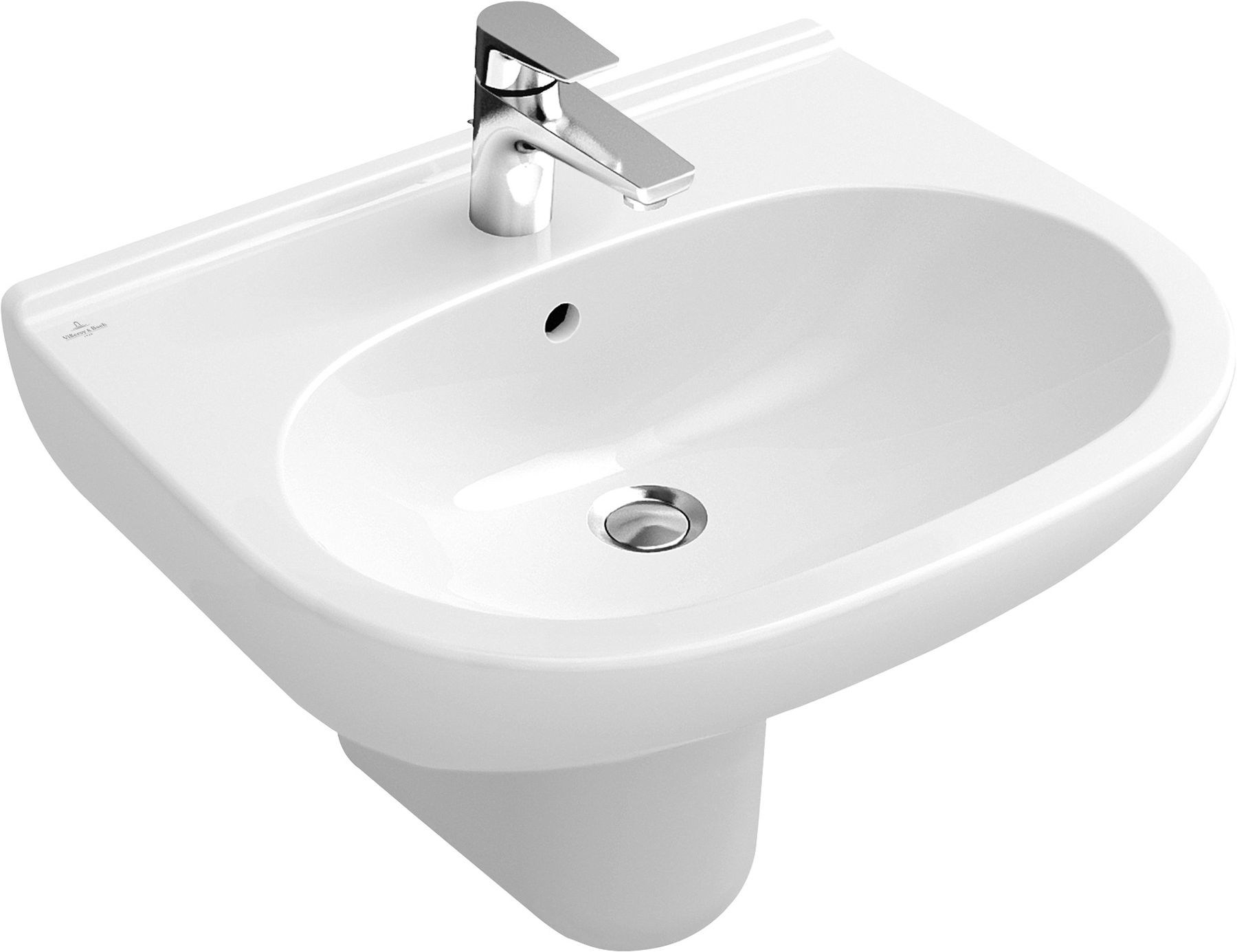 Villeroy & Boch O.Novo mosdótál 65x51 cm félkör alakú klasszikus fehér 51606501