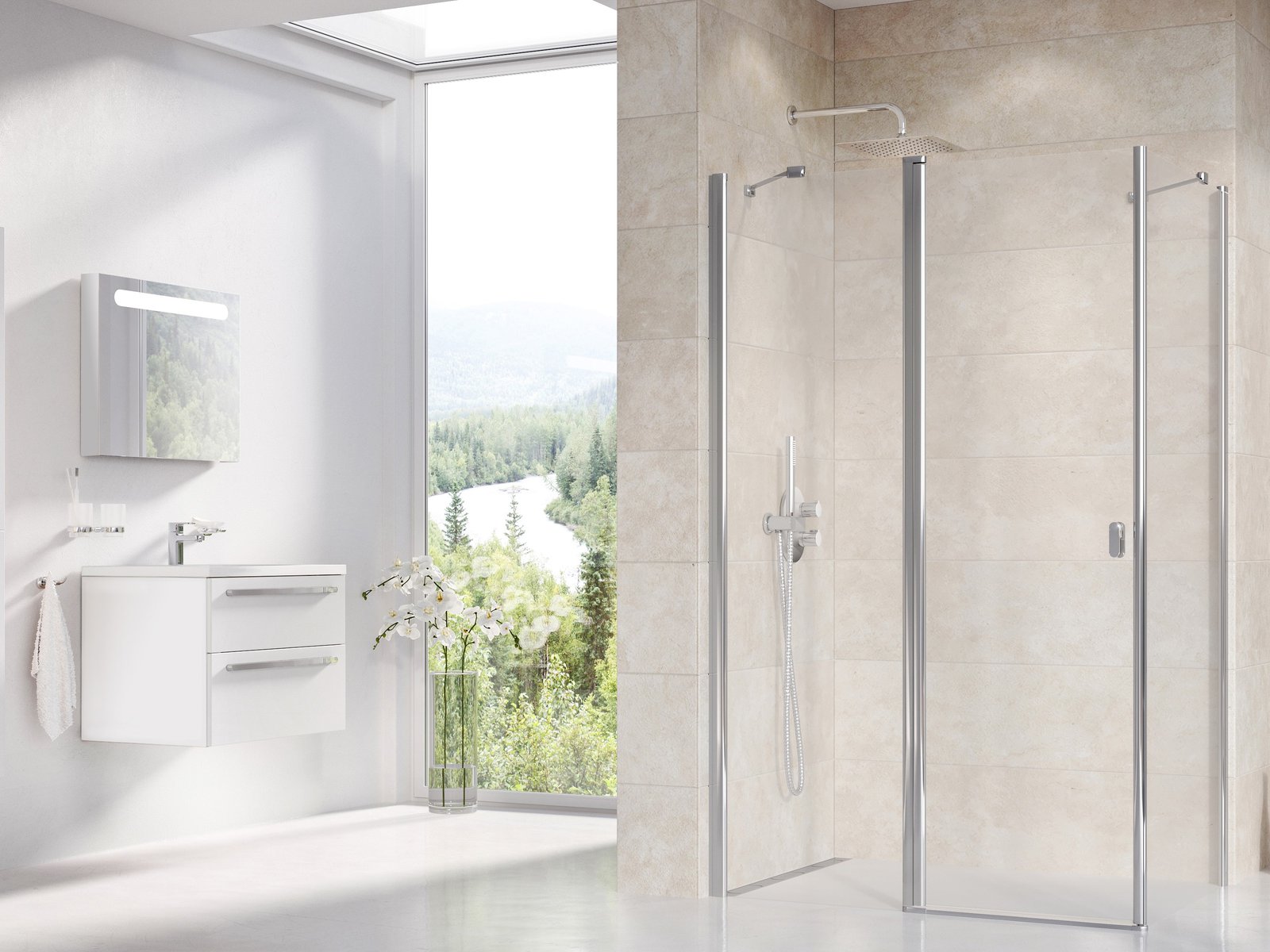 Ravak Chrome zuhanyajtók 110 cm dönthető alumínium fényes/átlátszó üveg 1QVD0C00Z1