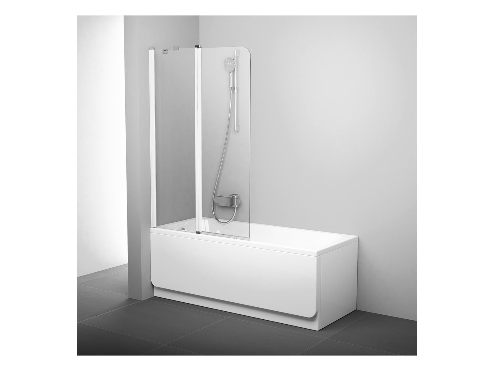 Ravak Chrome zuhanyparaván 100 cm kétrészes fehér fényes/átlátszó üveg 7QLA0100Z1