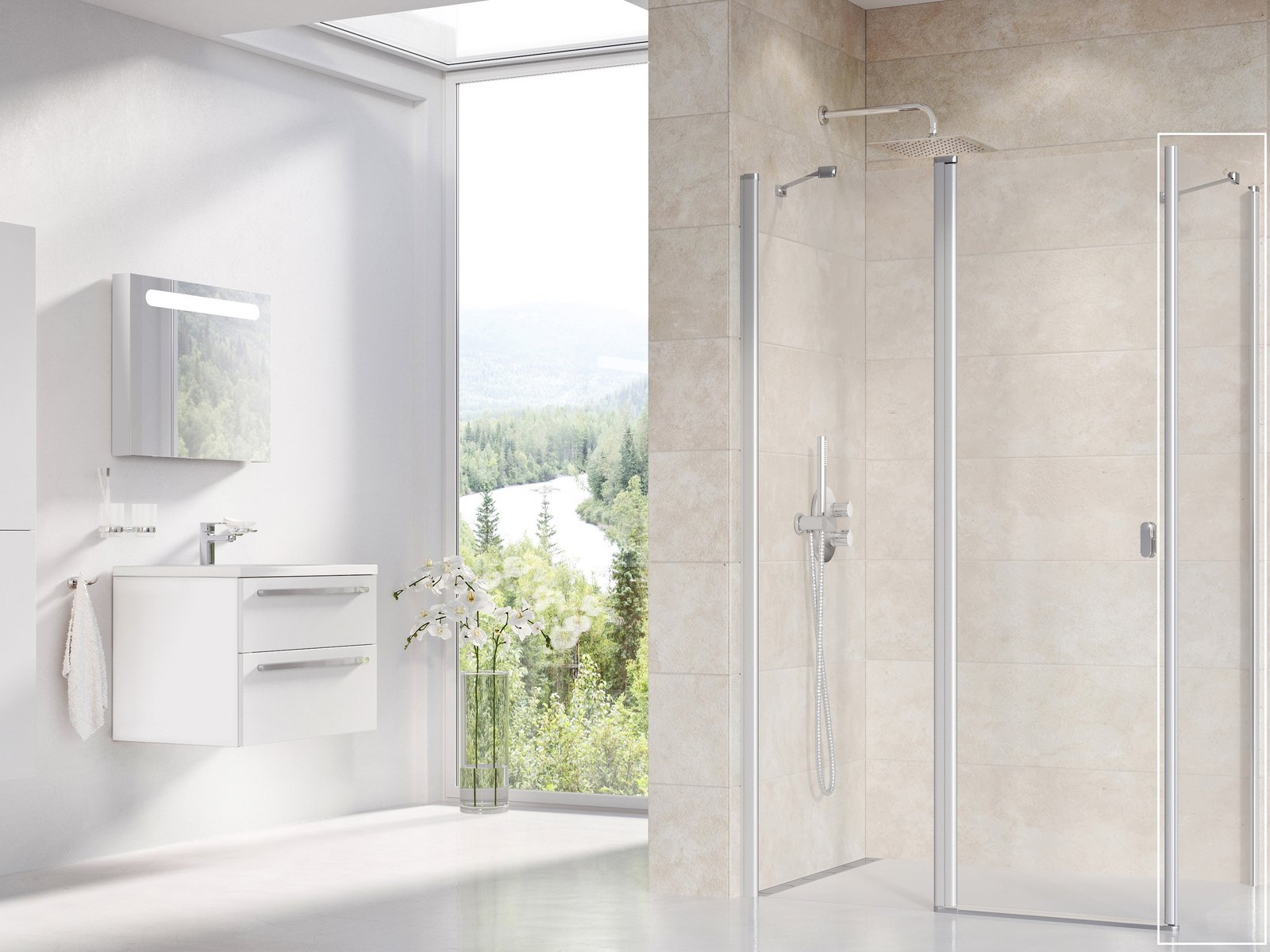 Ravak Chrome zuhanyfal 80 cm szatén matt/átlátszó üveg 9QV40U00Z1