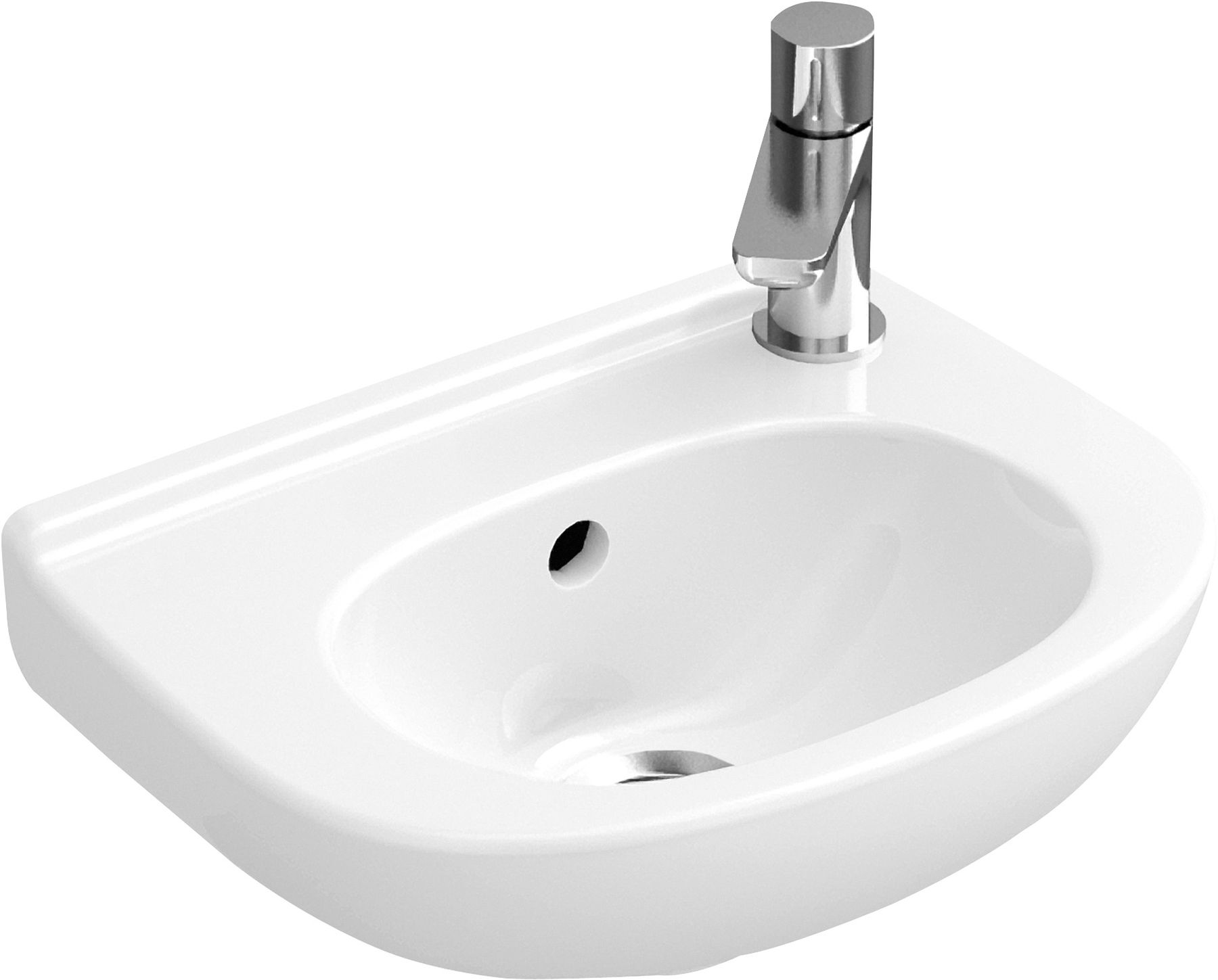 Villeroy & Boch O.Novo mosdótál 36x27.5 cm félkör alakú klasszikus fehér 536037R1