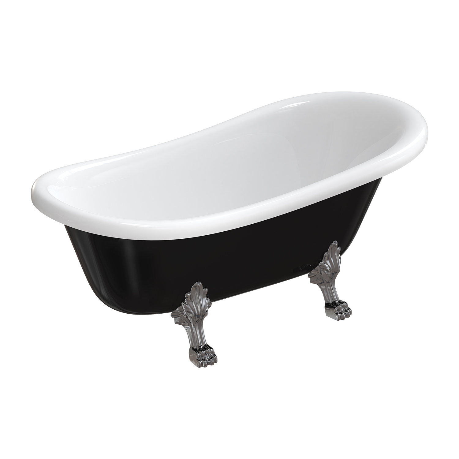 Omnires Atena Comfort M+ térben álló kád 157x77 cm ovális fehér-fekete ATENA157BCP