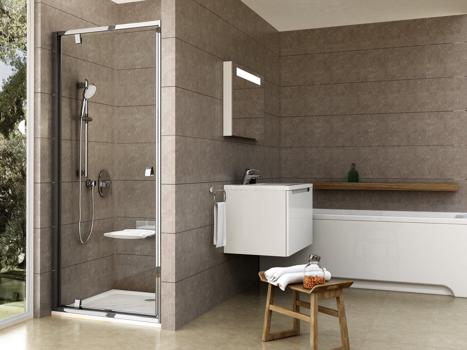 Ravak Pivot zuhanyajtók 90 cm dönthető alumínium fényes/átlátszó üveg 03G70C00Z1