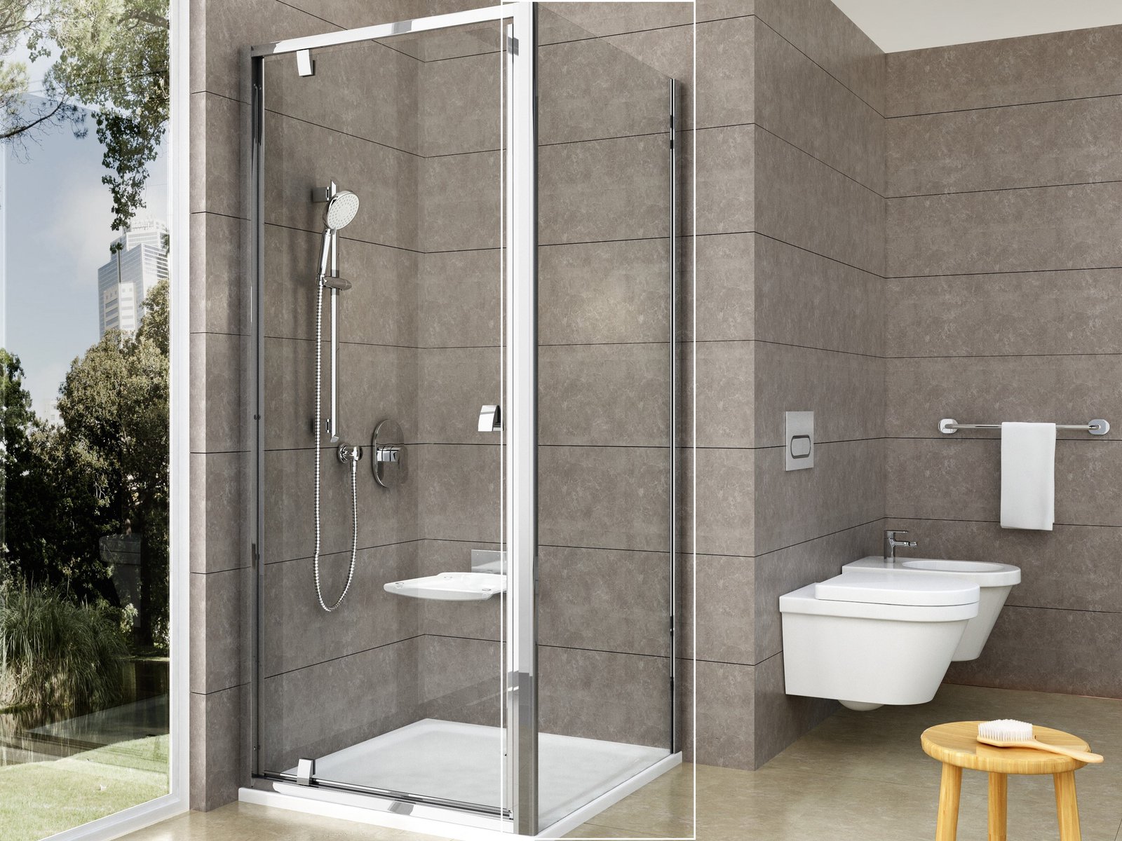 Ravak Pivot zuhanyfal 80 cm alumínium fényes/átlátszó üveg 90G40C00Z1