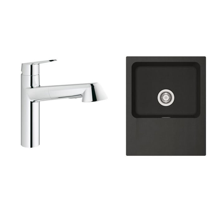 Készlet konyhai csaptelep Grohe Eurodisc Cosmopolitan 32257002, tectonite mosogató Franke Orion 114.0286.441