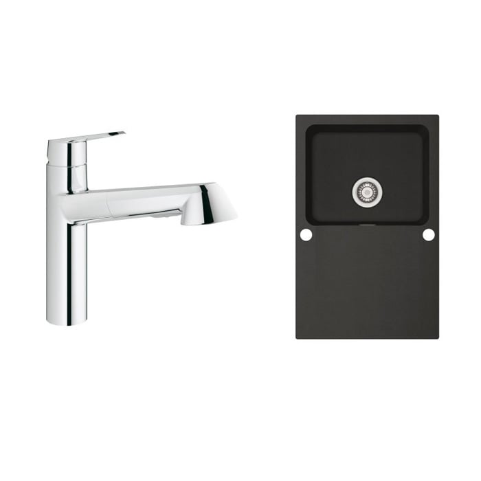 Készlet konyhai csaptelep Grohe Eurodisc Cosmopolitan 32257002, tectonite mosogató Franke Orion 114.0286.447