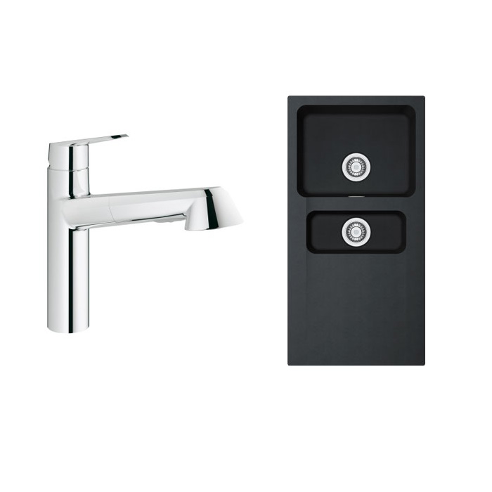 Készlet konyhai csaptelep Grohe Eurodisc Cosmopolitan 32257002, tectonite mosogató Franke Orion 114.0286.461