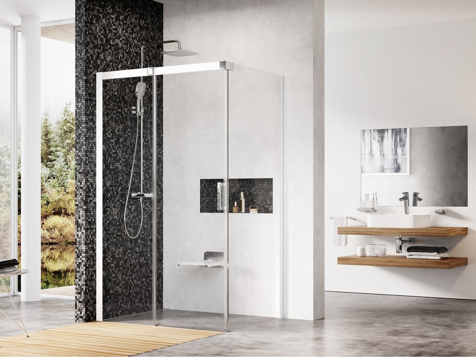 Ravak Matrix zuhanykabin 110x80 cm négyszögletes fehér fényes/átlátszó üveg 0WLD4100Z1