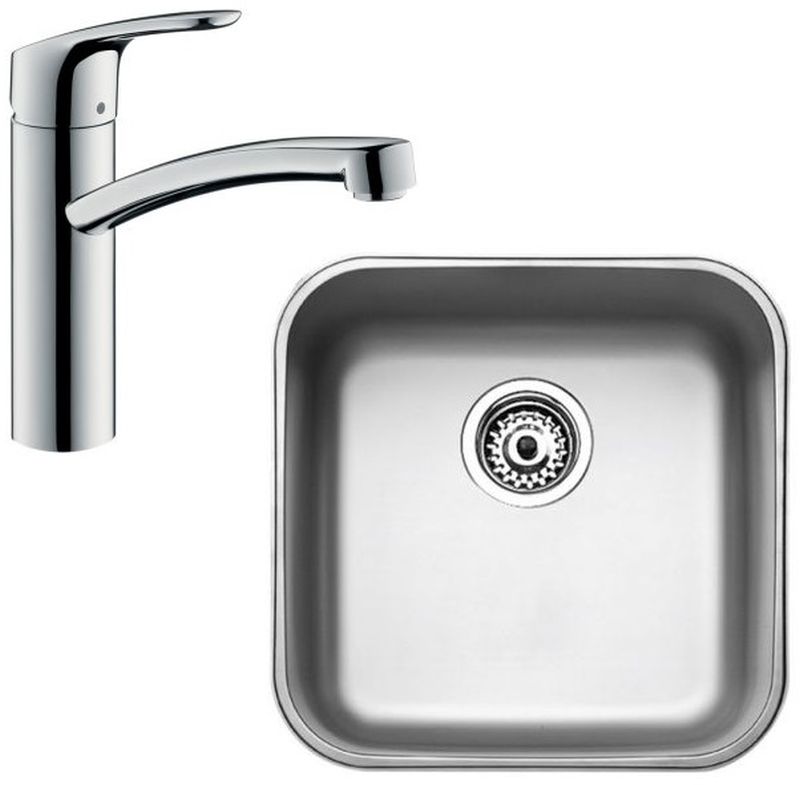 Készlet konyhai csaptelep Hansgrohe Focus M41 31806000, acél mosogató Teka Be 10125005