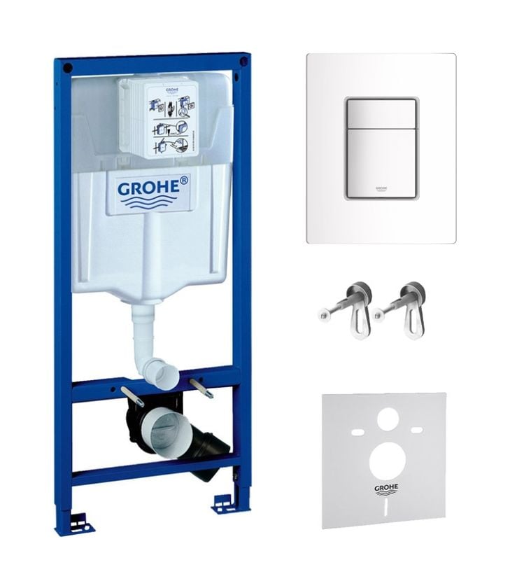 Készlet beépíthető keret Grohe Rapid SL 38539001, öblítő gomb Grohe Skate 38732SH0