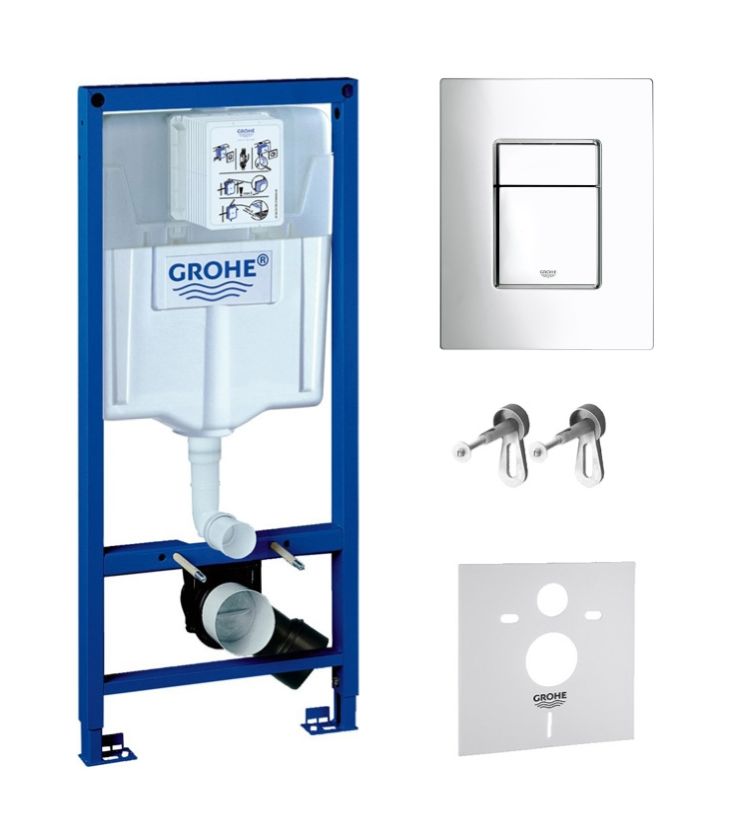 Készlet beépíthető keret Grohe Rapid SL 38539001, öblítő gomb Grohe Skate 38732000