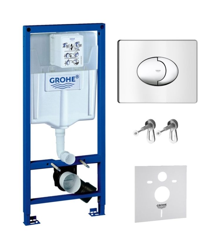 Készlet beépíthető keret Grohe Rapid SL 38539001, öblítő gomb Grohe Skate 38506000