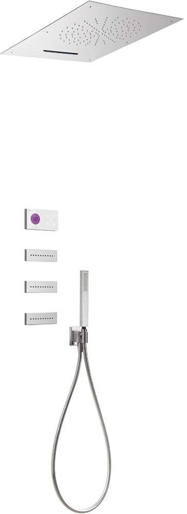 Tres Shower Technology zuhany készlet beépített termosztáttal trópusi zuhany opcióval króm-fehér 092.864.04