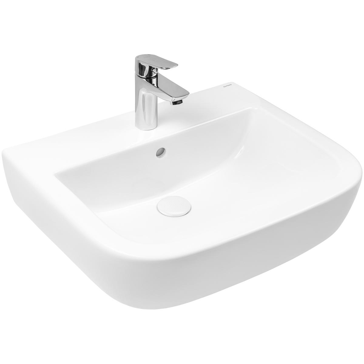 Oltens Vernal mosdótál 56x45 cm félkör alakú klasszikus fehér fényes 41002000