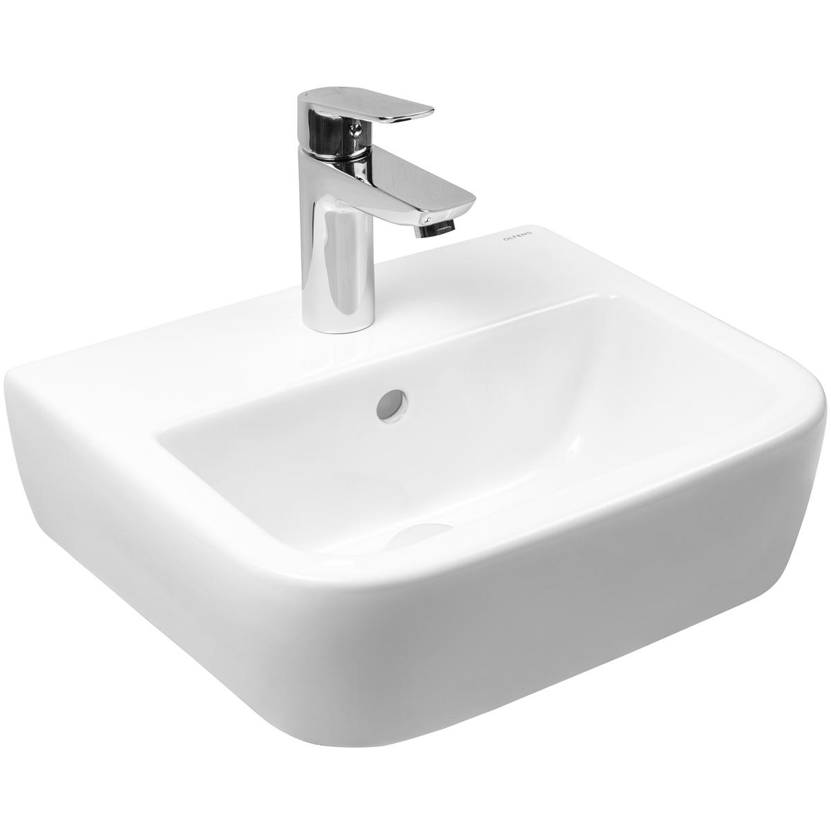 Oltens Vernal mosdótál 40x32.5 cm félkör alakú klasszikus fehér fényes 41503000