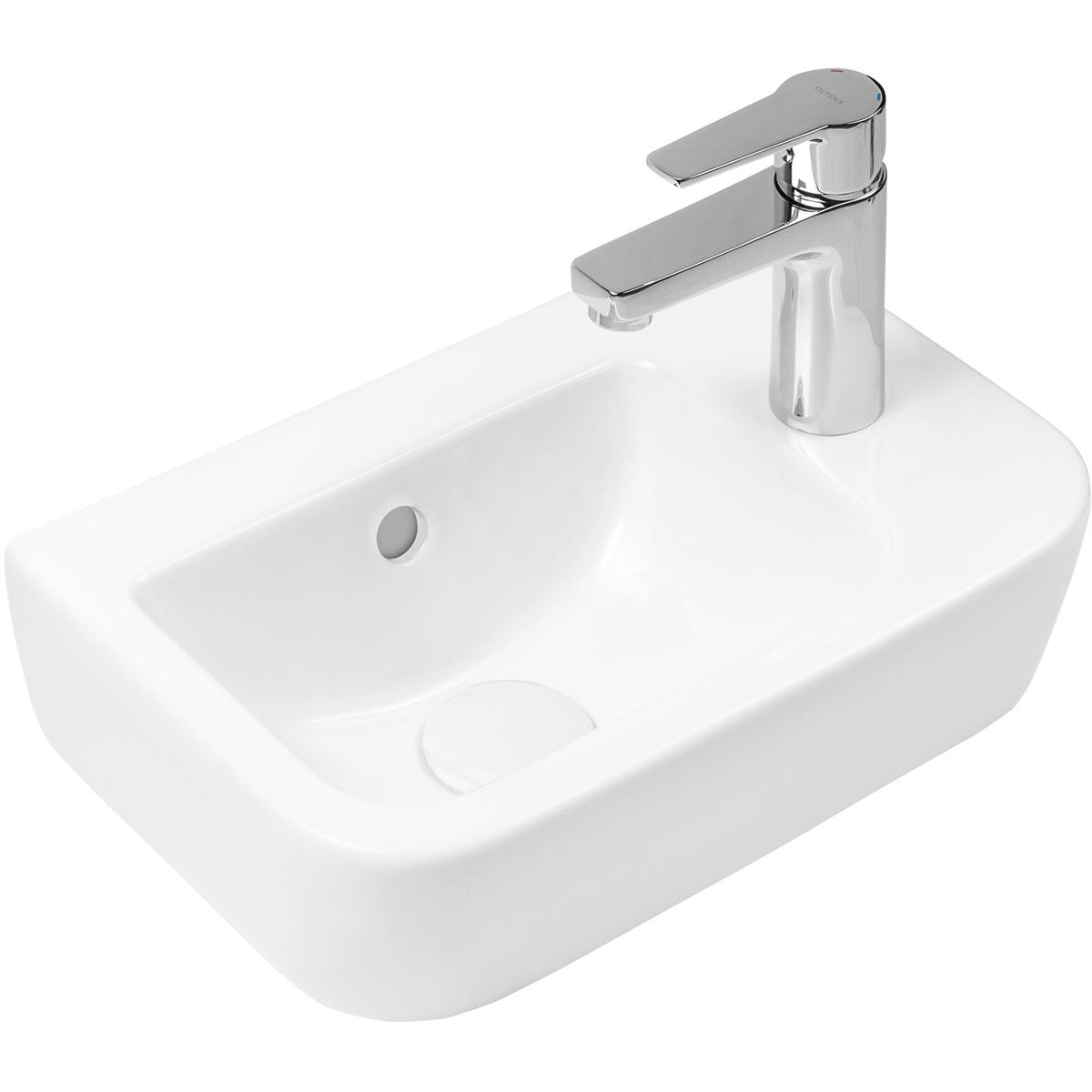 Oltens Vernal mosdótál 37x24.5 cm félkör alakú klasszikus fehér fényes 41505000