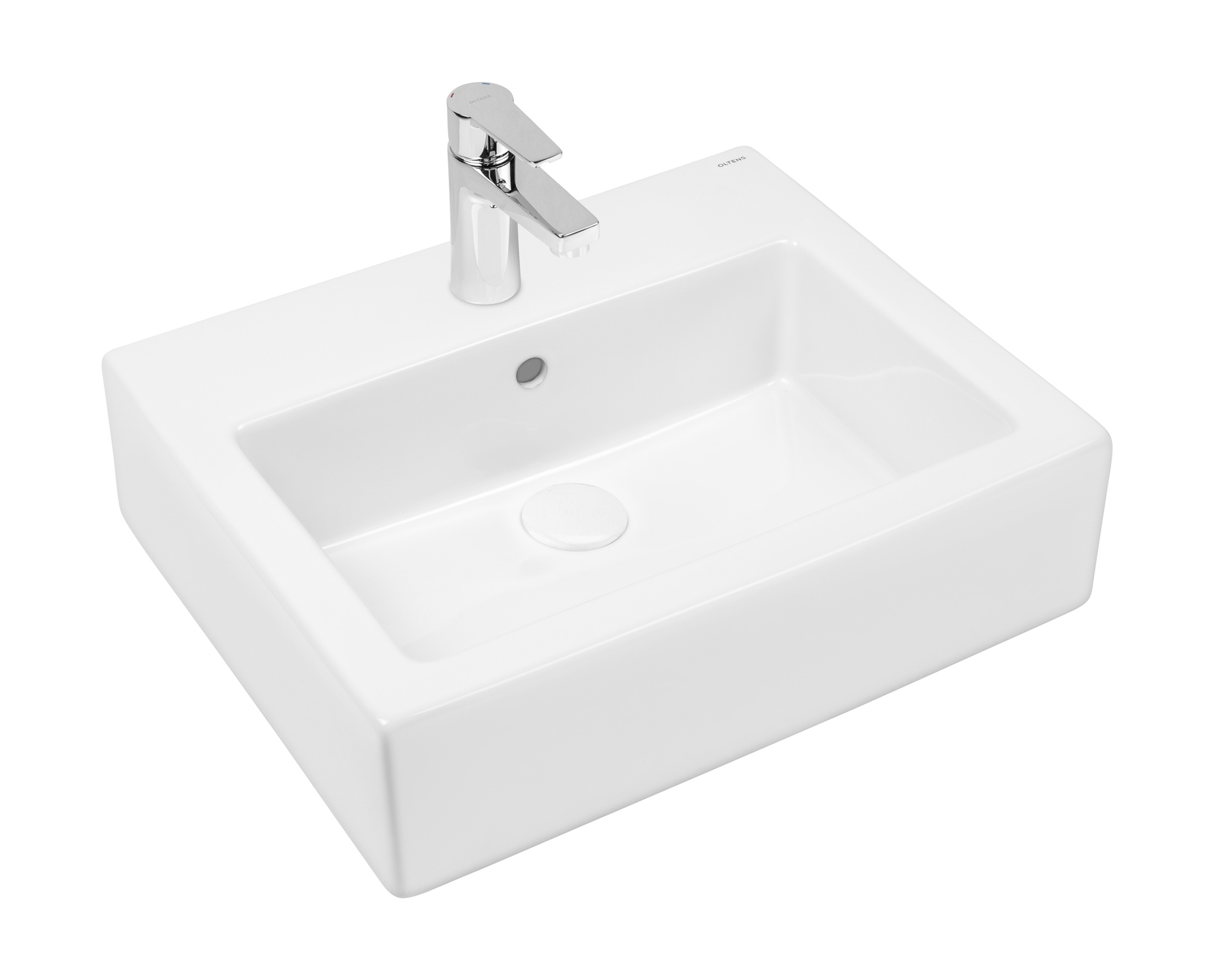 Oltens Susa mosdótál 50x41 cm négyszögletes klasszikus-mosdótálak fehér fényes 41403000