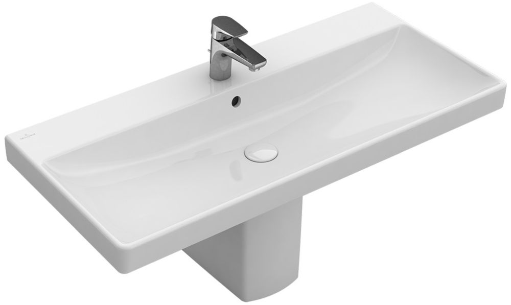 Villeroy & Boch Avento mosdótál 100x47 cm négyszögletes klasszikus-beépíthető fehér 4156A501