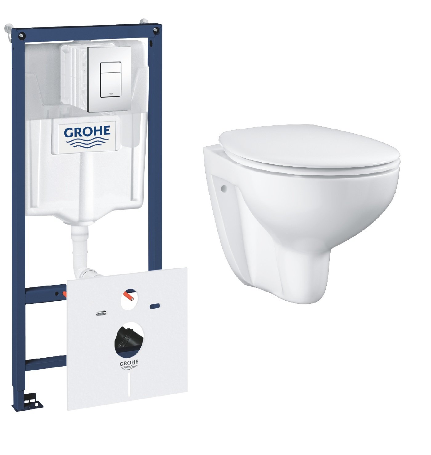 Készlet beépíthető keret Grohe Rapid SL 38827000, WC csésze lassú záródású ülőkével Grohe Bau Ceramic 39351000