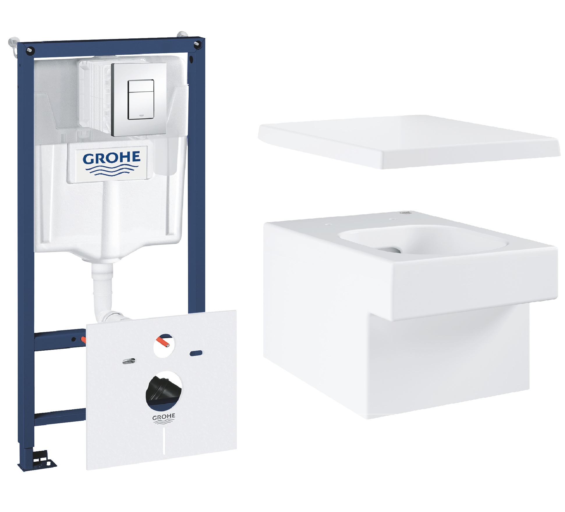 Készlet WC csésze Grohe Cube Ceramic 3924400H, beépíthető keret Grohe Rapid SL 38827000, 39488000