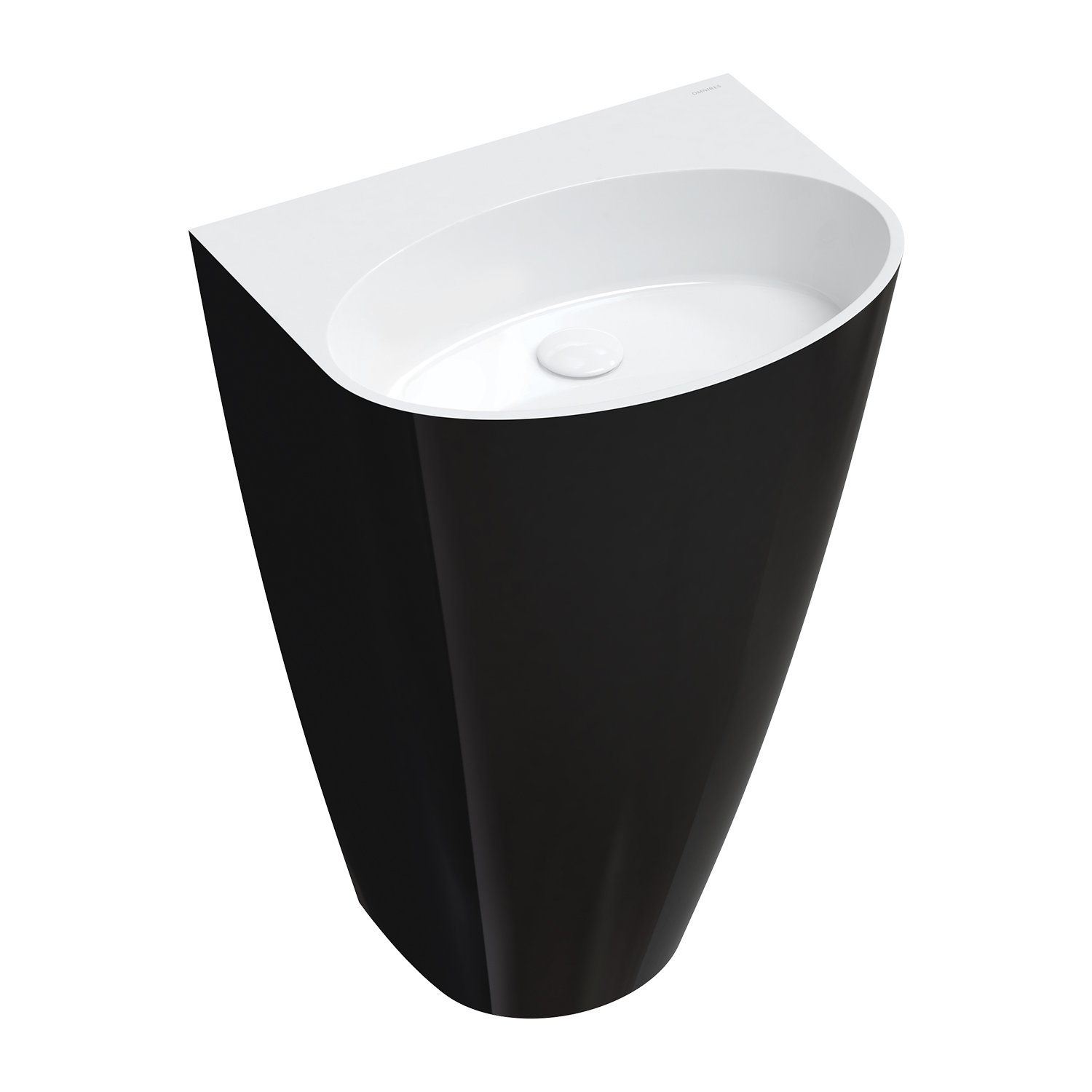 Omnires M+ mosdótál 55x43 cm ovális térben álló fehér-fekete SIENAUWBOBCP