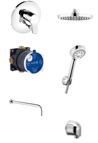 Készlet kád és zuhany csaptelep Kludi Pure&Easy 376500565, fejzuhany Kludi A-QA 6651005-00, 88011, 6651405-00, 6803005-00, 6056305-00