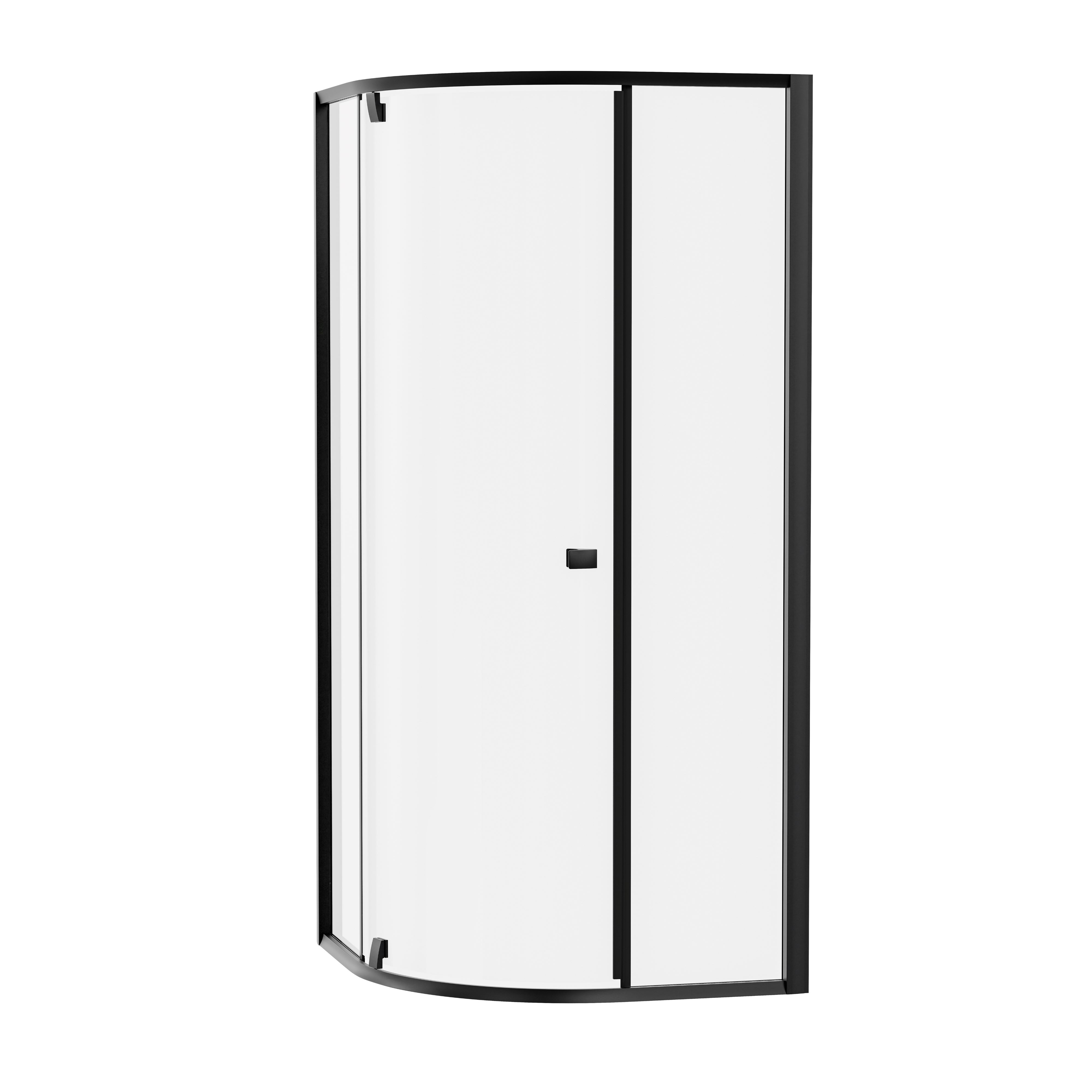 Ravak Pivot zuhanykabin 90x90 cm félkör alakú fekete matt/átlátszó üveg 37677300Z1