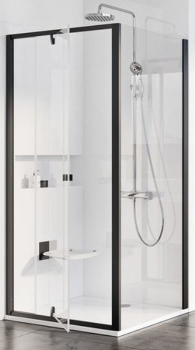 Ravak Pivot zuhanyfal 90 cm fekete matt/átlátszó üveg 90G70300Z1