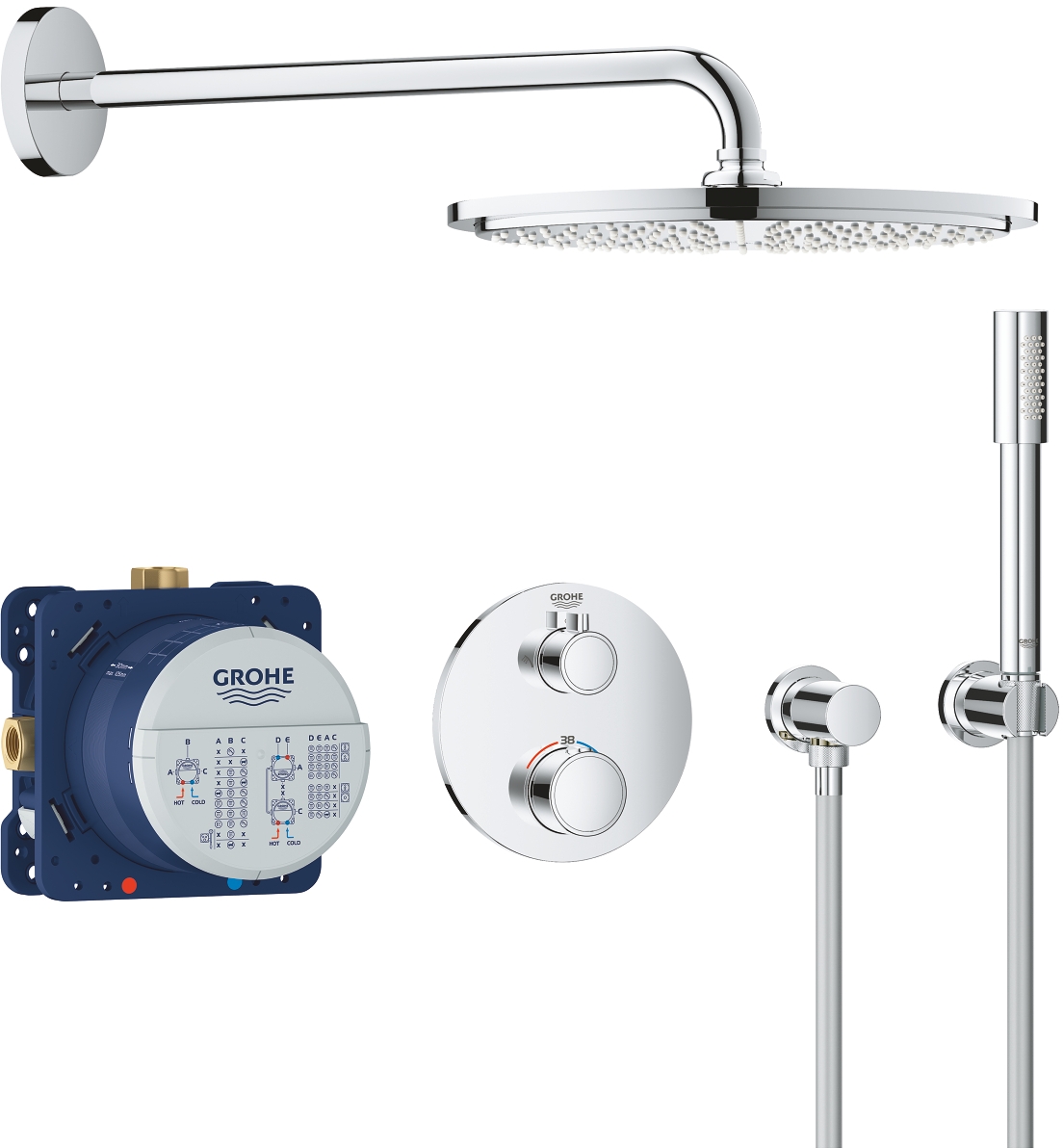 Grohe Grohtherm zuhany készlet beépített termosztáttal StarLight Chrome 34731000