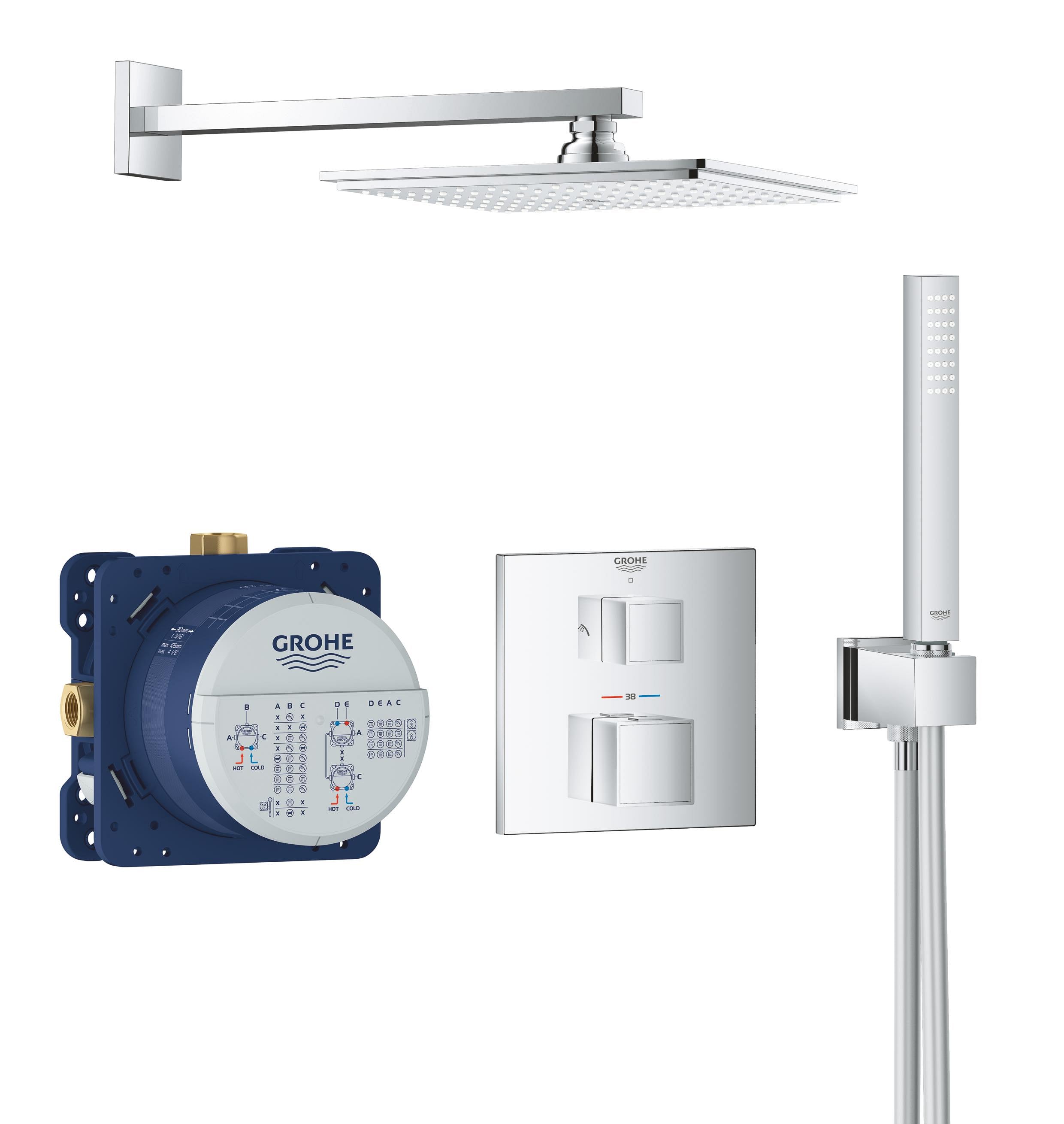 Grohe Grohtherm Cube zuhany készlet beépített termosztáttal StarLight Chrome 34741000