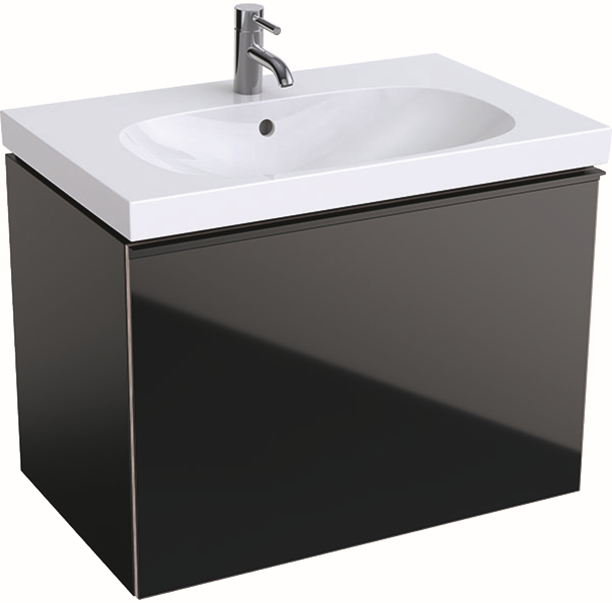 Geberit Acanto szekrény 74x47.5x53.5 cm Függesztett, mosdó alatti fekete 500.611.16.1