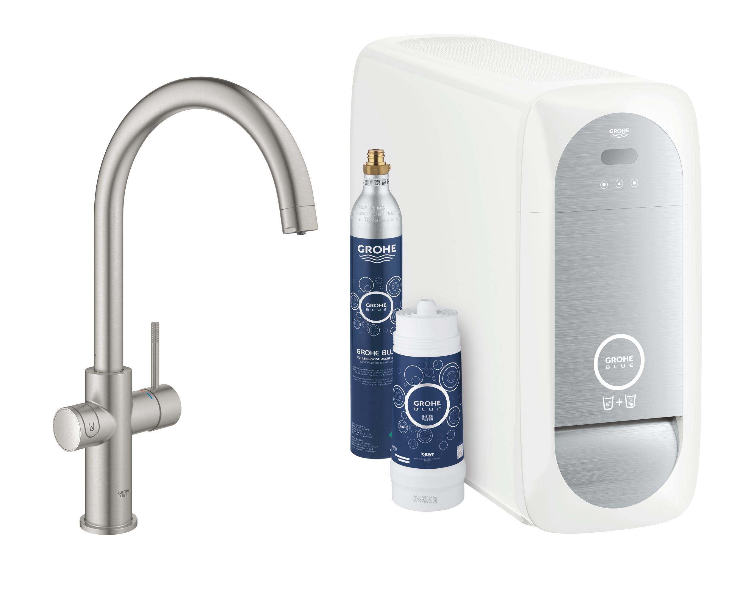 Grohe Blue konyhai csaptelep szűrővel álló rozsdamentes acél 31455DC1