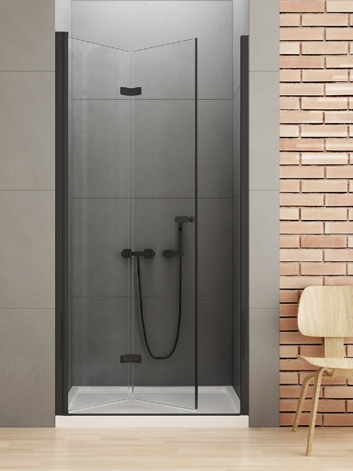 New Trendy New Soleo Black zuhanyajtók 80 cm összecsukható fekete matt/átlátszó üveg D-0221A