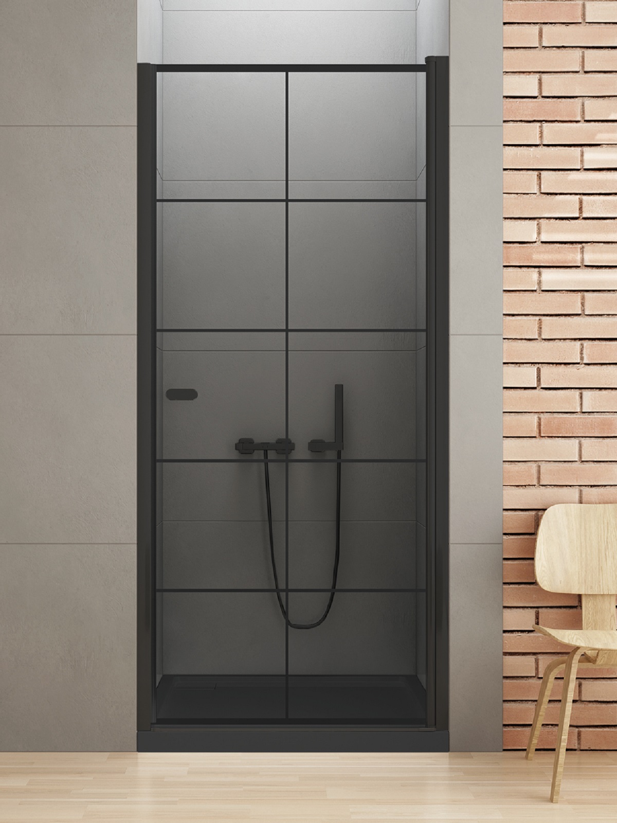New Trendy New Soleo Black zuhanyajtók 80 cm dönthető fekete matt/üveg mintával D-0276A