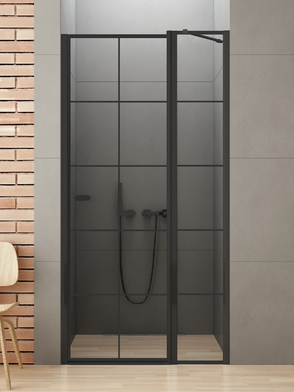 New Trendy New Soleo Black zuhanyajtók 90 cm dönthető fekete matt/átlátszó üveg D-0293A