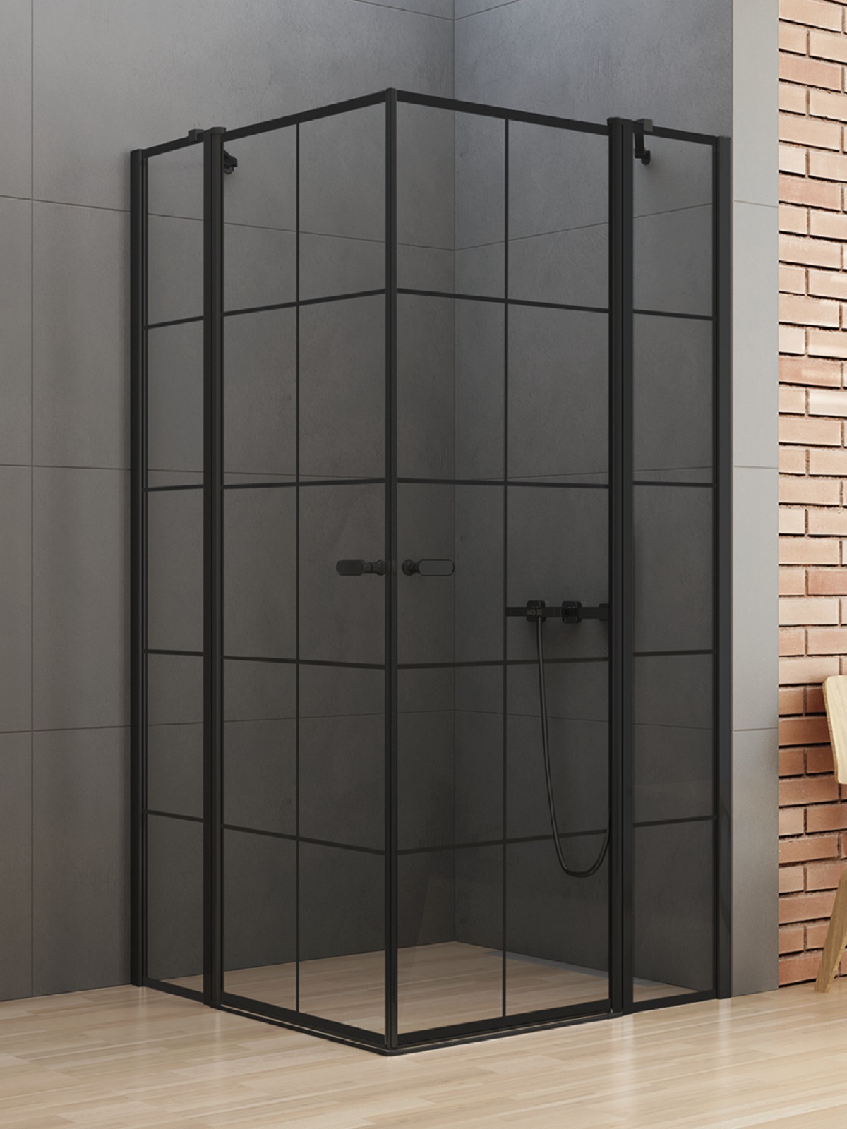 New Trendy New Soleo Black zuhanykabin 90x90 cm négyzet fekete matt/üveg mintával K-0580