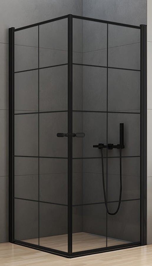 New Trendy New Soleo Black zuhanykabin 90x90 cm négyzet fekete matt/üveg mintával D-0285A/D-0285A