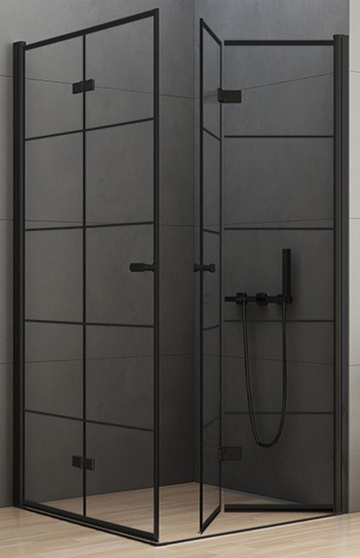 New Trendy New Soleo Black zuhanykabin 80x80 cm négyzet fekete matt/üveg mintával D-0287A/D-0288A