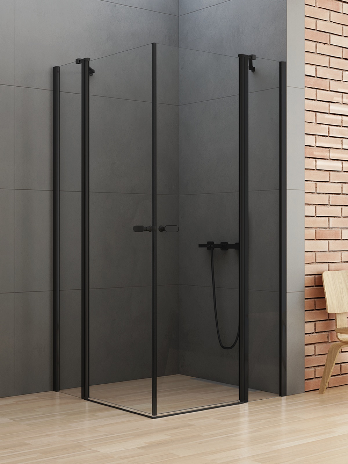 New Trendy New Soleo Black zuhanykabin 90x90 cm négyzet fekete matt/átlátszó üveg K-0553
