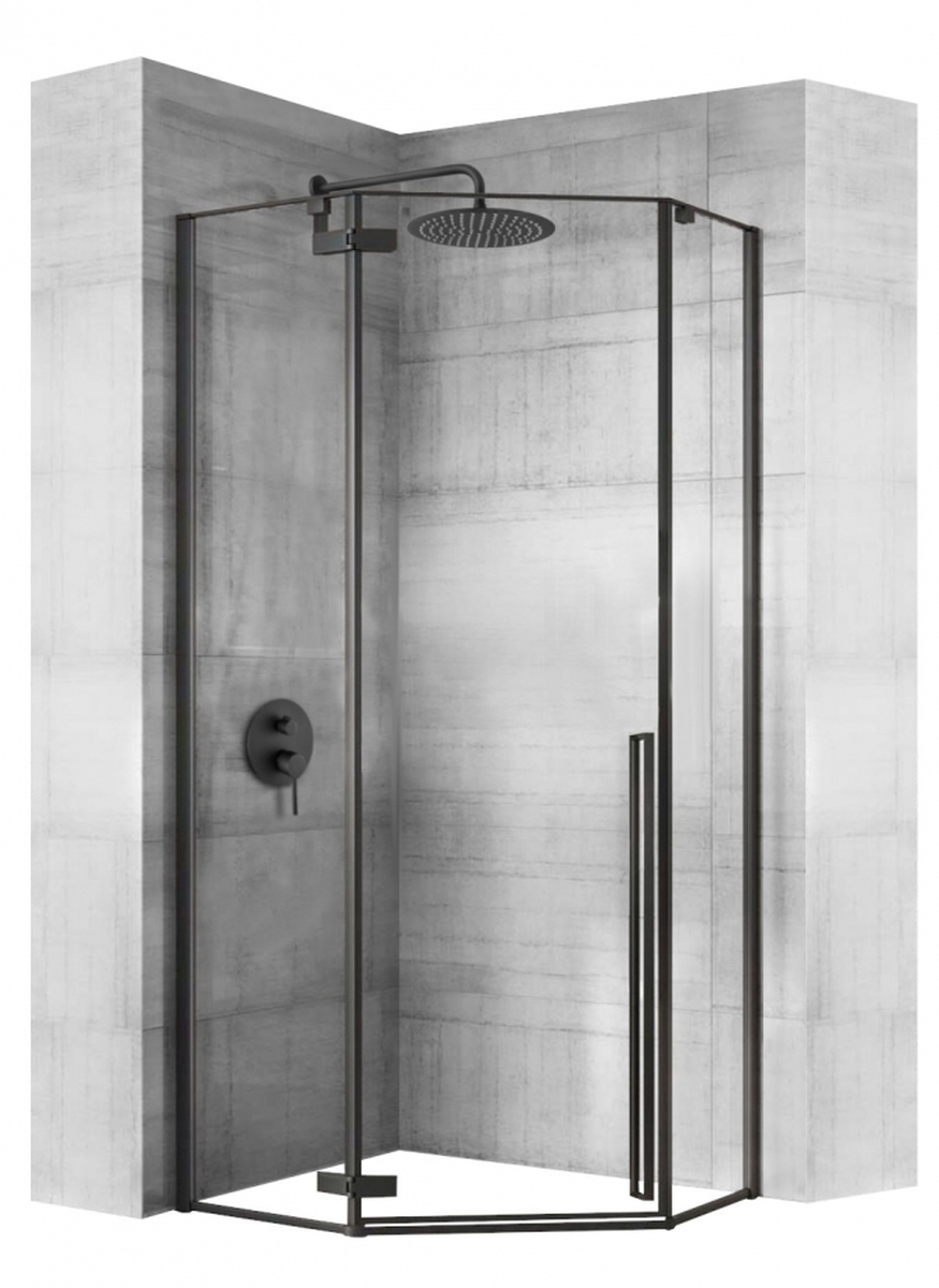 Rea Diamond zuhanykabin 100x100 cm fekete félmatt/átlátszó üveg REA-K5623
