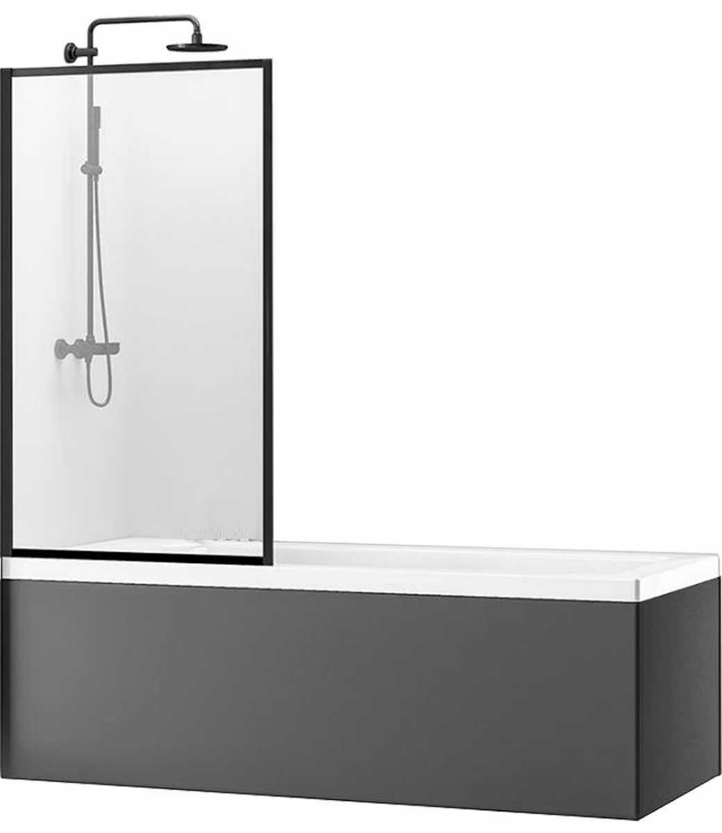 Rea Lagos zuhanyparaván 80 cm egyrészes fekete matt/átlátszó üveg REA-K7633