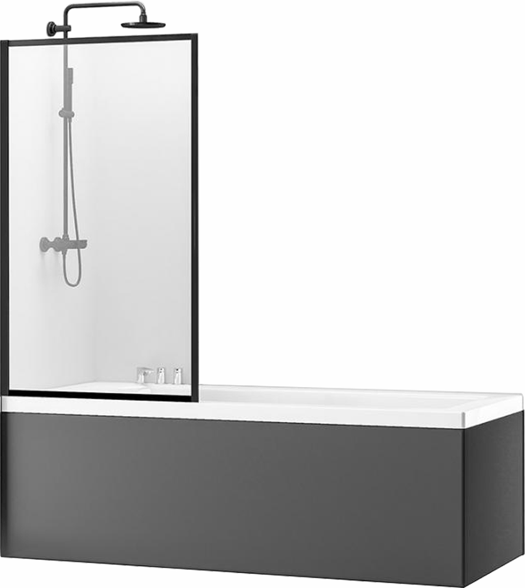 Rea Lagos zuhanyparaván 70 cm egyrészes fekete matt/átlátszó üveg REA-K7689