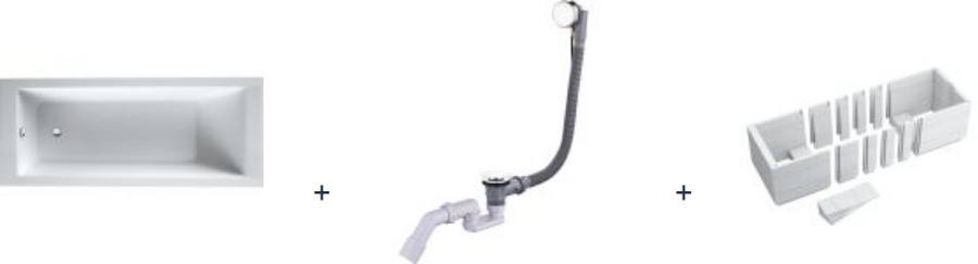 Készlet egyenes kád Oltens Langfoss 10004000, kád burkolat Schedpol Stabilsound 1.028-LED, 03001100