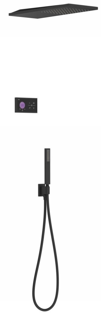 Tres Shower Technology zuhany készlet beépített termosztáttal trópusi zuhany opcióval fekete 092.885.51.NM