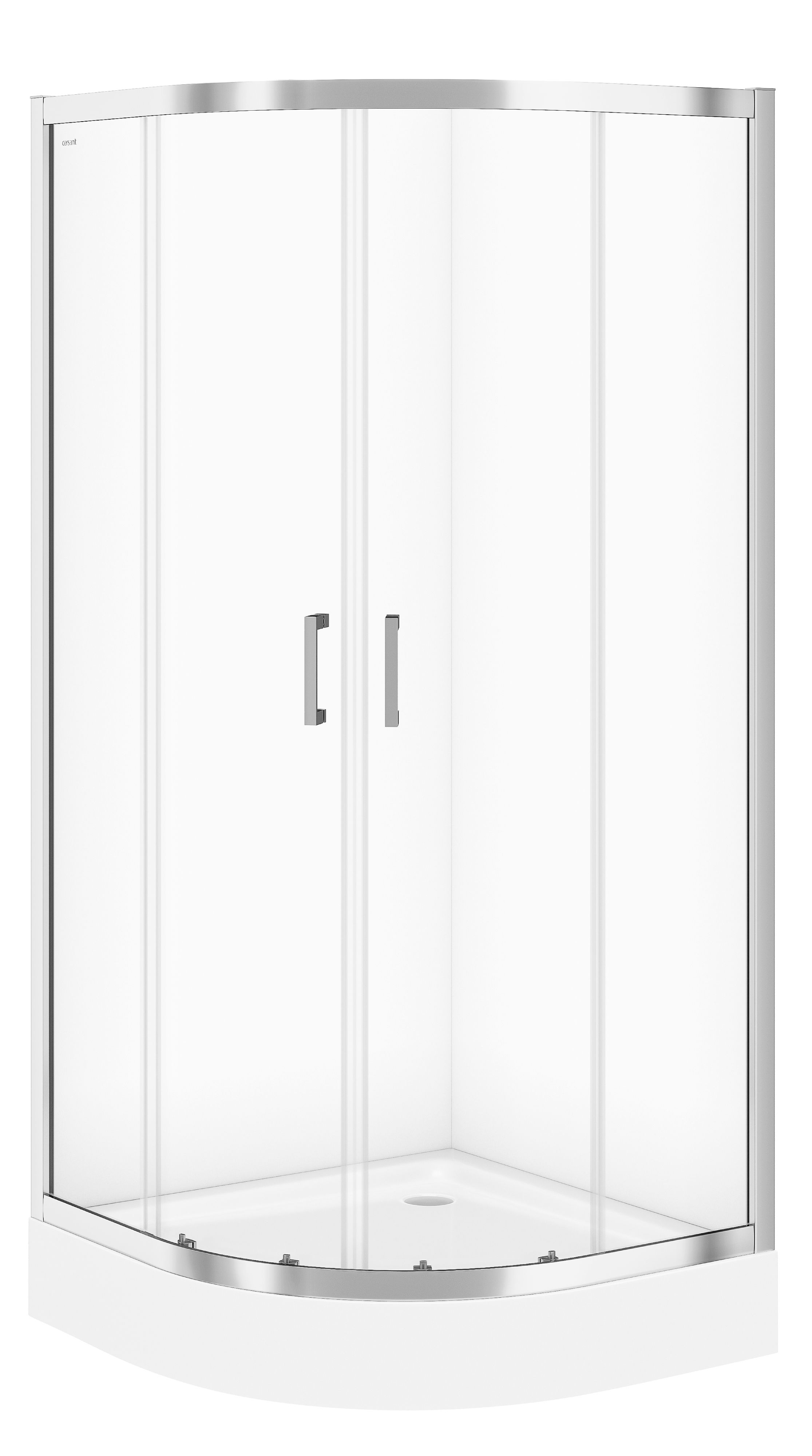 Cersanit Basic zuhanykabin zuhanytállal 90x90 cm félkör alakú króm fényes/átlátszó üveg S601-118